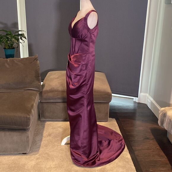 Women’s Purple Mermaid Full Length Formal Dress Small Train Leg Slit Size M NWT - Picture 5 of 12